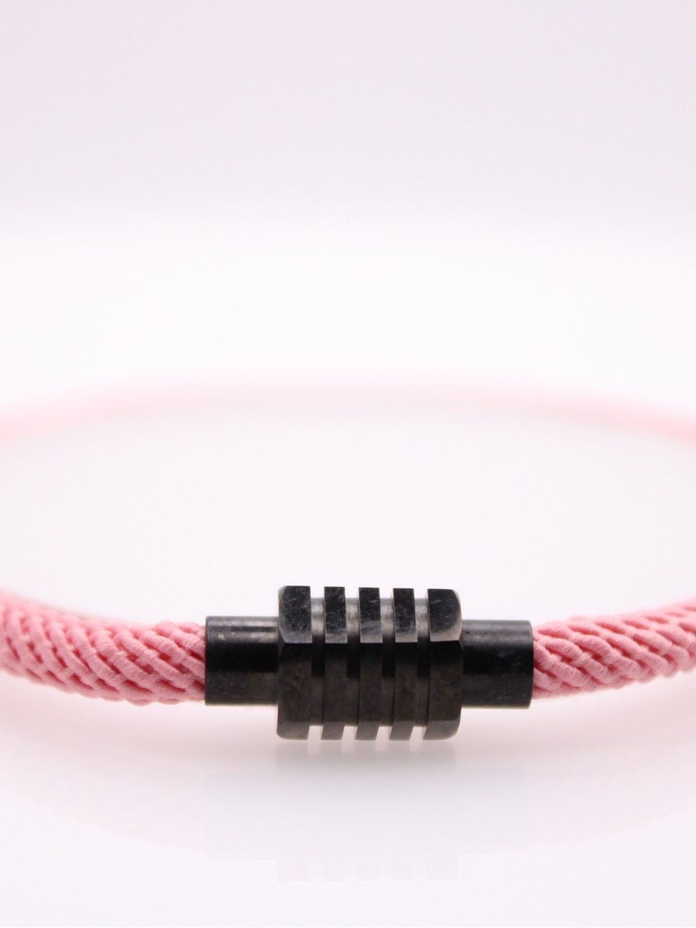 Pink Woven Cord Bracelet with Black Magnetic Clasp